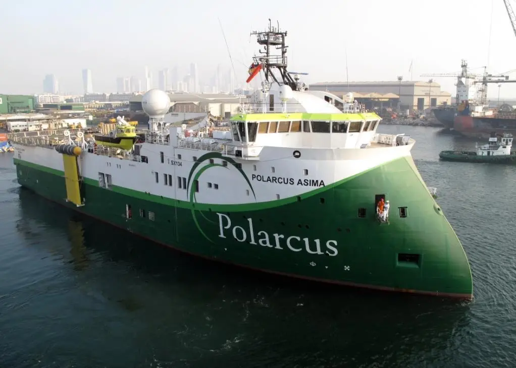 ‘Polarcus Asima’ seen here at Drydocks World’s Dubai shipyard prior to delivery