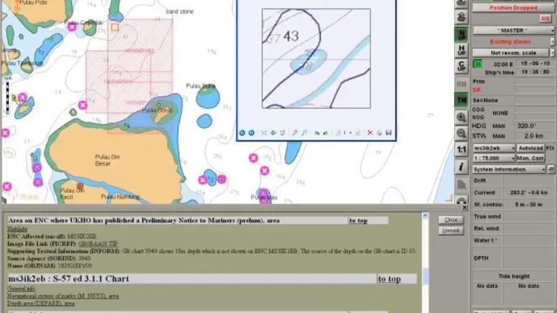UKHO Admiralty Information Overlay on Transas Navi-Sailor ECDIS screen