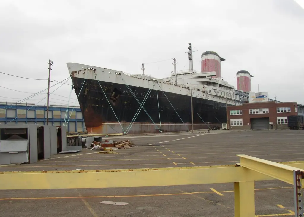 The ‘United States’ awaiting her fate at Pier 82 in Philadelphia