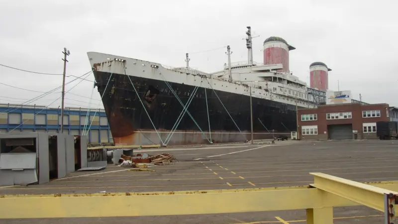 The ‘United States’ awaiting her fate at Pier 82 in Philadelphia