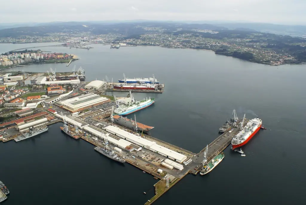 Aerial view of Navantia’s Fene-Ferrol shiprepair facility