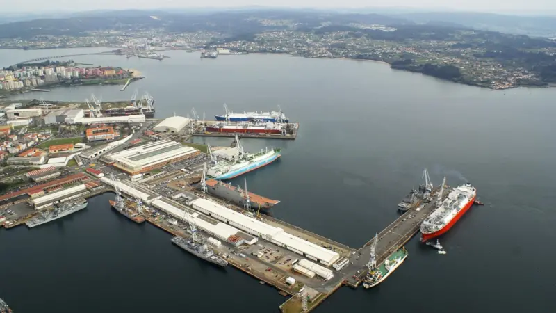 Aerial view of Navantia’s Fene-Ferrol shiprepair facility