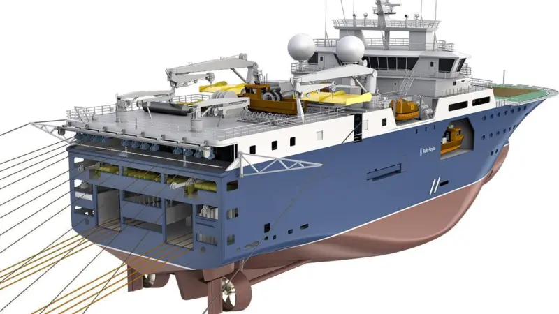 Image of the UT 830 CD Rolls-Royce designed seismic research vessel