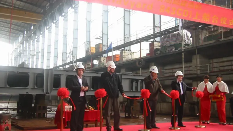 Owners and builders at the keel laying ceremony