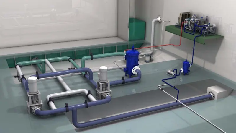 Typical installation of Oceansaver’s simplified Mark II BWT system in a tanker