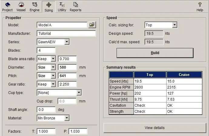 Screen shot from latest PropExpert program