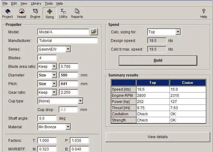 Screen shot from latest PropExpert program