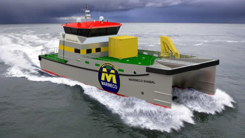 Damen’s Twin Axe-bow catamaran for wind farm service operations