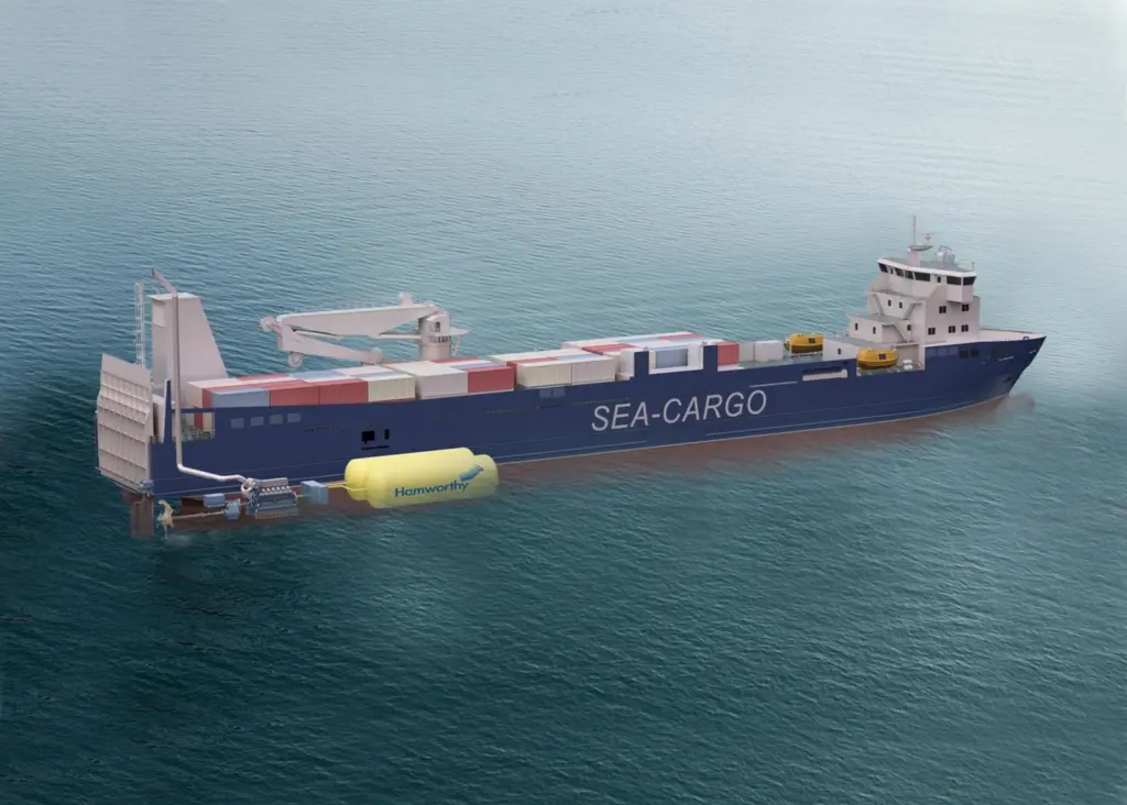 Artist’s impression, showing how the complete Hamworthy LNG storage and handling system is installed