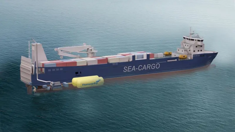Artist’s impression, showing how the complete Hamworthy LNG storage and handling system is installed