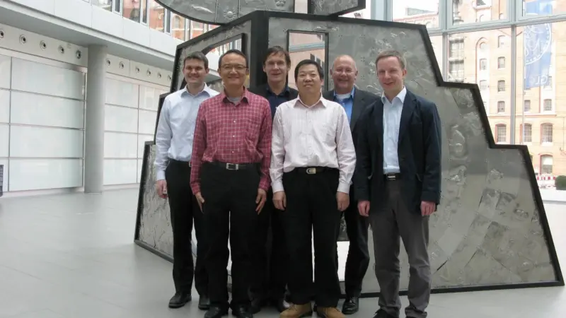 Newly trained specialists (from left to right): (in front) Ming-Kao Li, ship recycling expert; Allan Xia, ship recycling expert; and their trainers: Christian Franke, ship recycling expert; Gerhard Aulbert, global head of practice ship recycling...