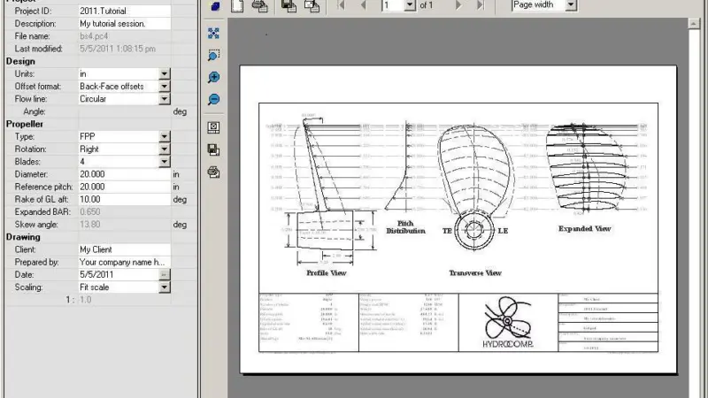 Screen shot of PropCad 2011