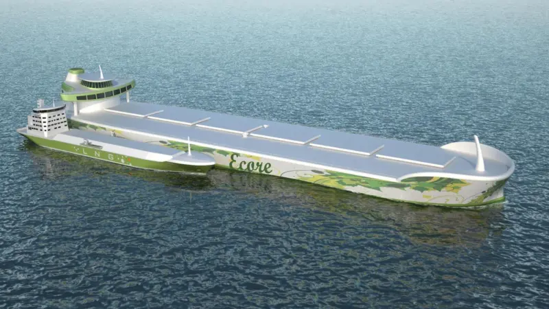 Ecore, a joint industry LNG-fuelled bulk carrier concept, with FKAB bunkering vessel alongside