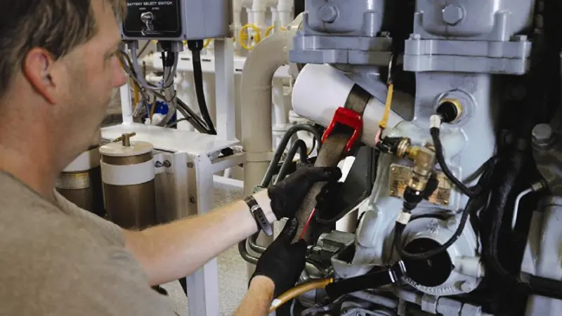 Oil and filter change intervals can be extended by using high-grade oils, centrifugal oil filters and doing regular oil analysis (Picture: MTU)