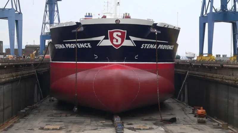‘Stena Provence’ in drydock at Harland & Wolff in Belfast