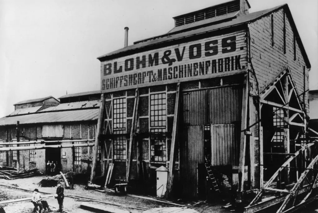 The first yard buildings at B + V in 1877. (Note the timber supports holding the walls up!)