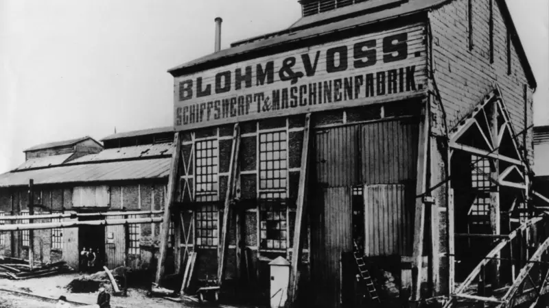 The first yard buildings at B + V in 1877. (Note the timber supports holding the walls up!)