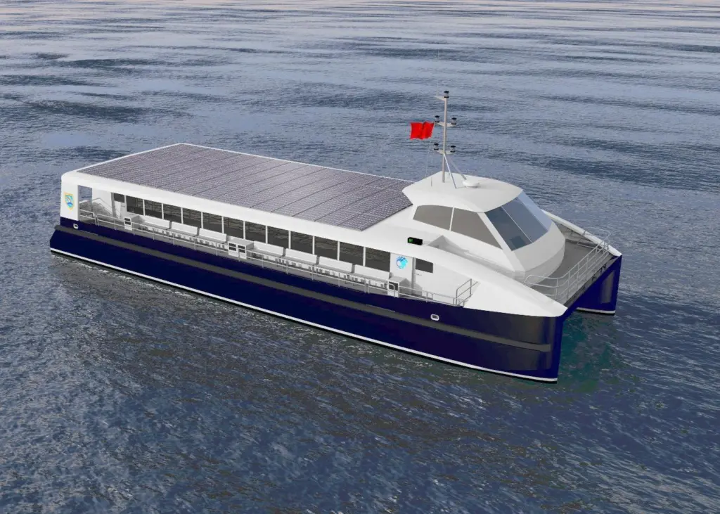 BMT Nigel Gee’s design for a battery electric ferry for China