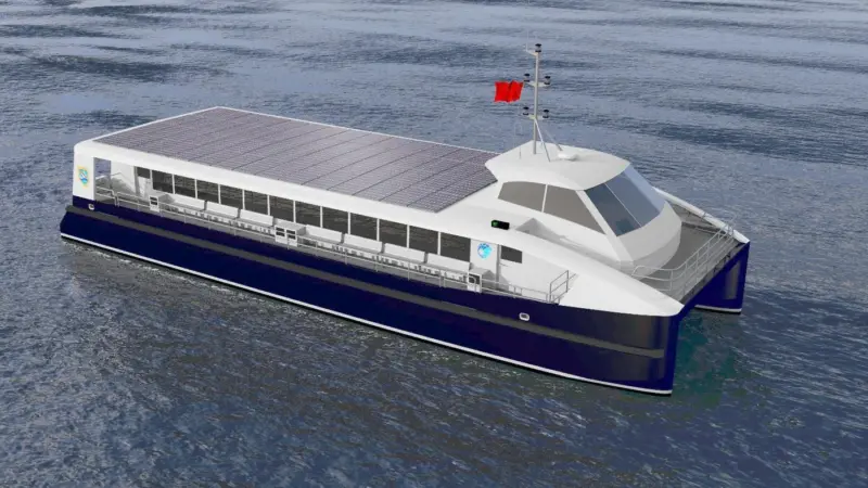 BMT Nigel Gee’s design for a battery electric ferry for China
