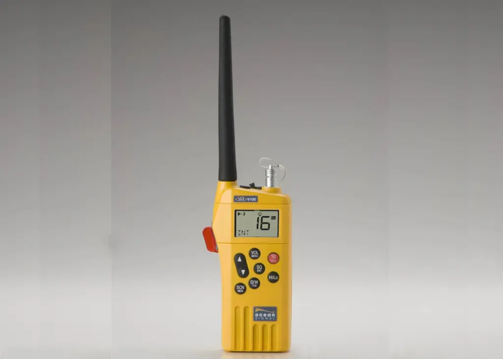 The MED-certified Ocean Signal SafeSea V100 GMDSS hand-held VHF