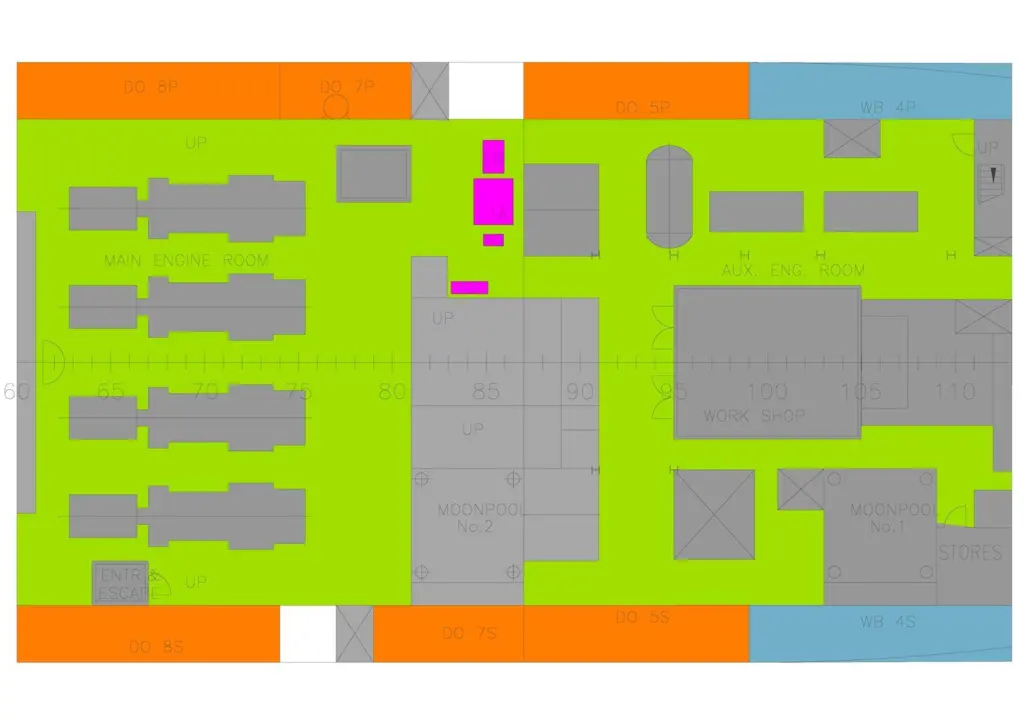 Ballast water treatment system in a typical machinery space