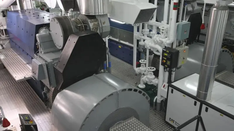 ‘Neptun’s’ engine room and its twin 7L27/38 four-stroke engines