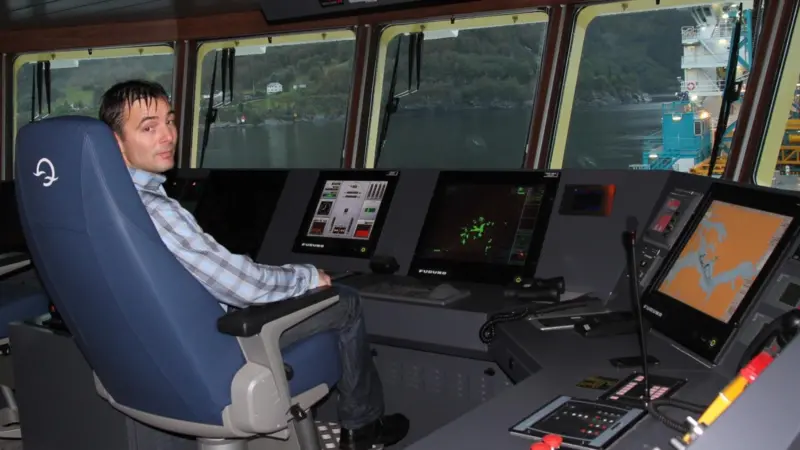 Svein Olav Tørresdal, project manager nav/com at Havyard Power & Systems, shows the navigation and communications package on ‘Saeborg’