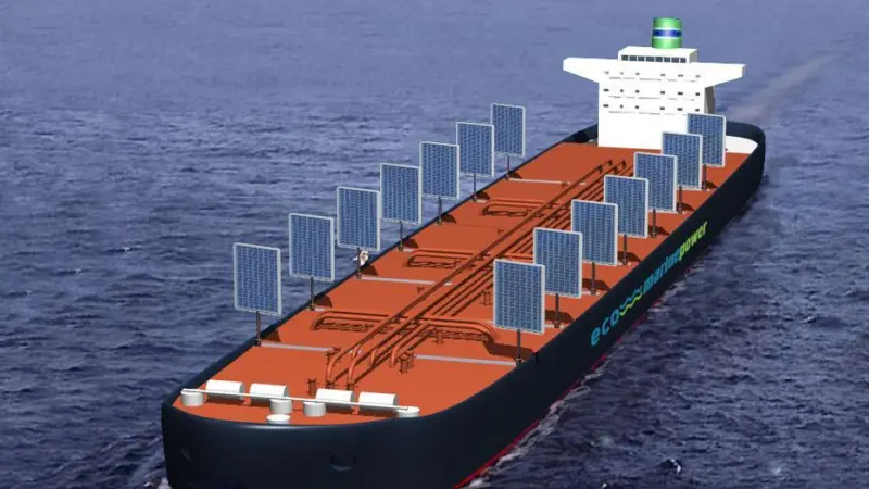 Eco Marine Power’s Aquarius system combines rigid sails with solar cells for auxiliary propulsion