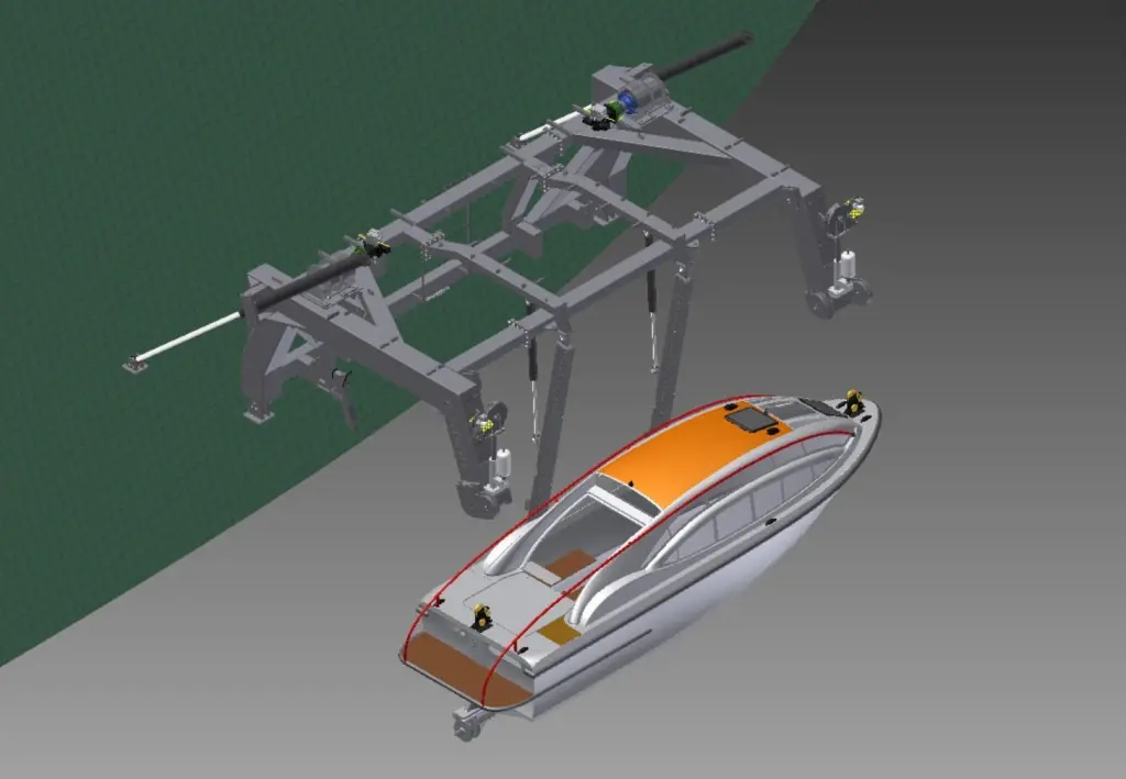 Rendering of Vestdavit system