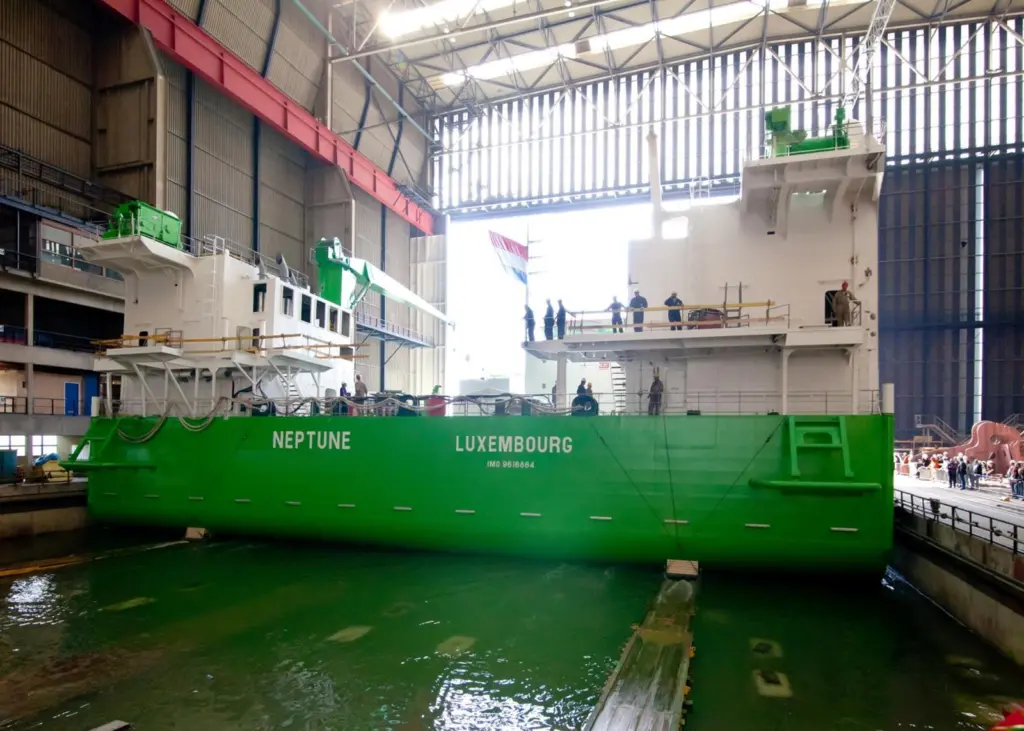 Launch of wind farm ship ‘Neptune’ at IHC Merwerde