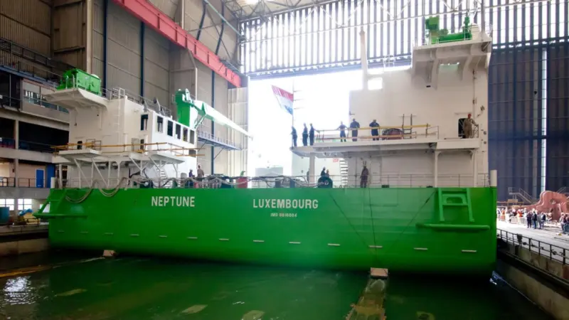 Launch of wind farm ship ‘Neptune’ at IHC Merwerde