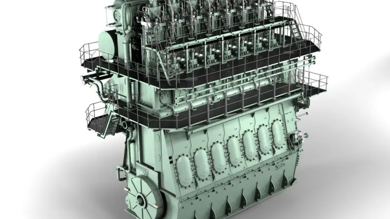 MAN's S80ME-C9 (illustrated) and S90ME-C8/9 super long-stroke types are finding increasing favour for container vessels by allowing larger propeller diameters to be used