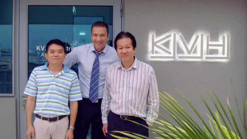 Vivian Quenet, vice president of sales, Asia-Pacific (back) with Tong Kian Tan, applications engineer (left), and Albert Chung, sales director - Asia (right)
