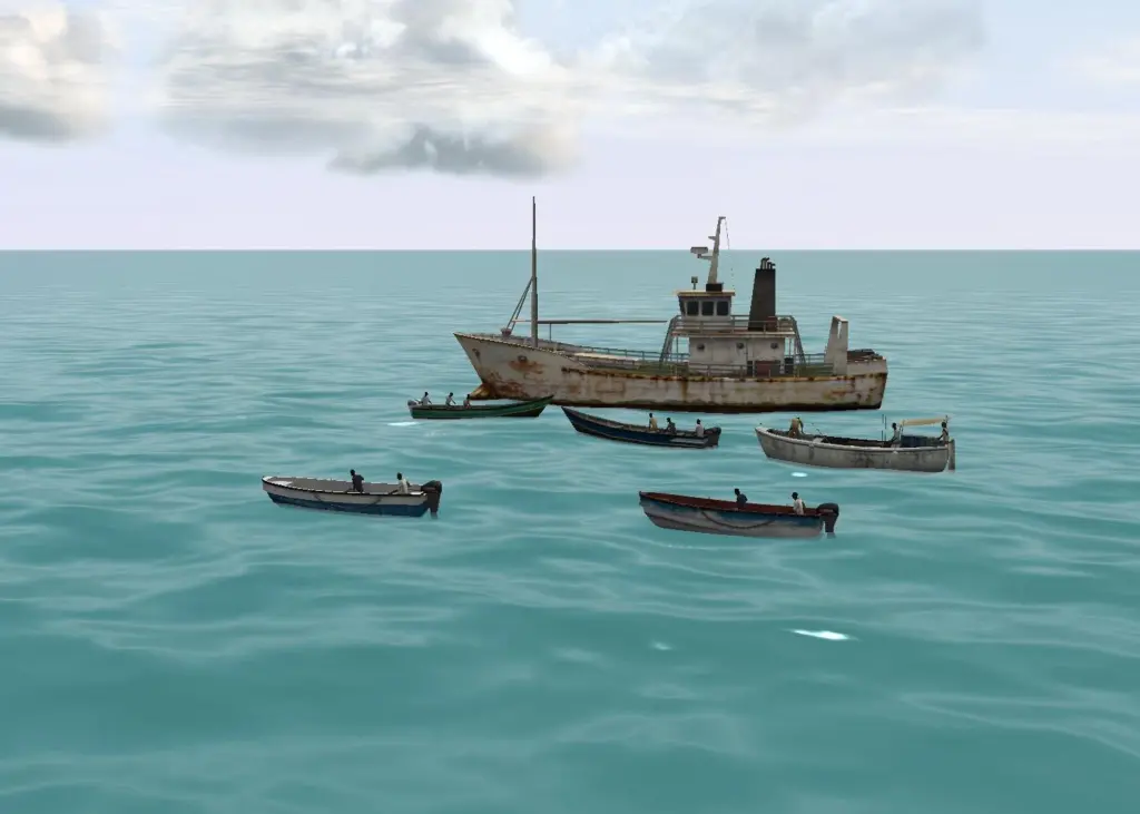 'Pirate' vessels as seen on the Transas simulator
