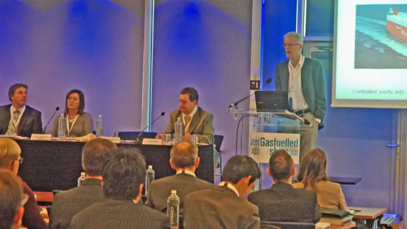 Per A Brinchman, technical manager of Wilh Wilhelmsen, delivers the keynote address
