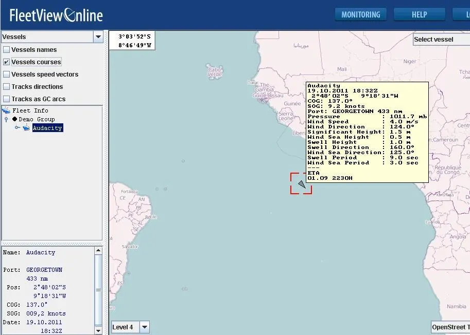 Image showing a FleetViewOnline screenshot