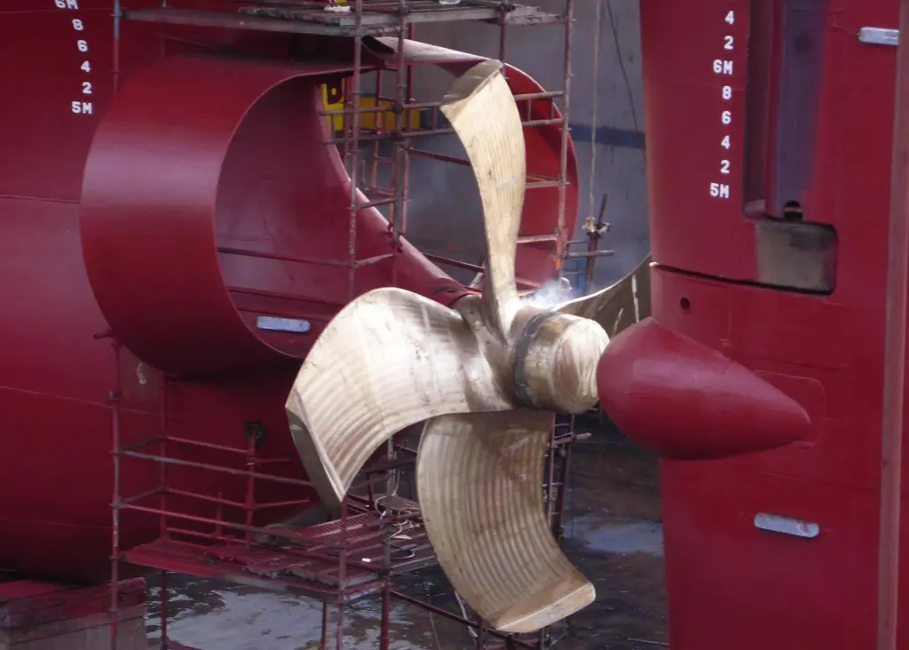 Close-up view of the CLT propeller on tanker ‘Roy Maersk’