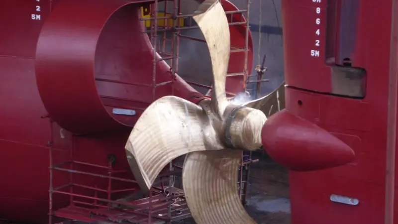 Close-up view of the CLT propeller on tanker ‘Roy Maersk’