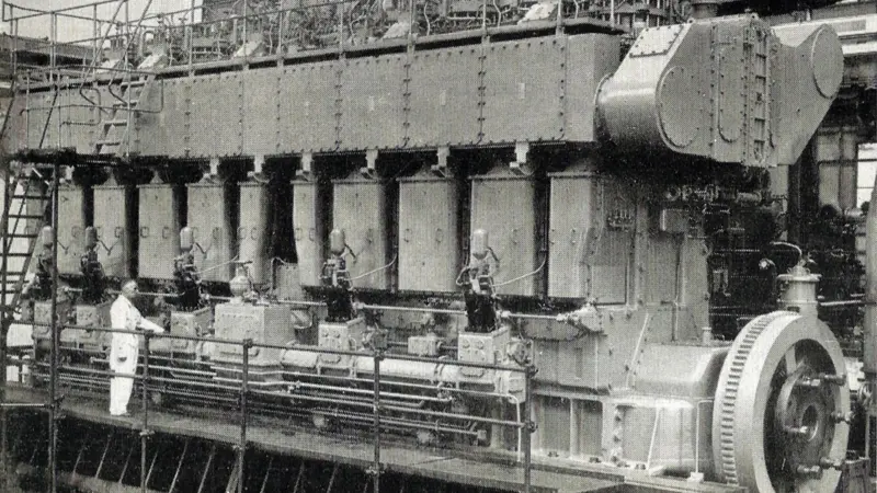 A Fiat 600mm-bore crosshead engine on test – one then-prominent name in marine engines that has moved on to other things
