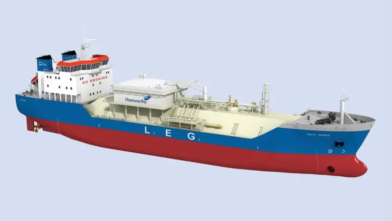A liquid ethylene carrier design by Hamworthy, using the company’s cargo handling technology