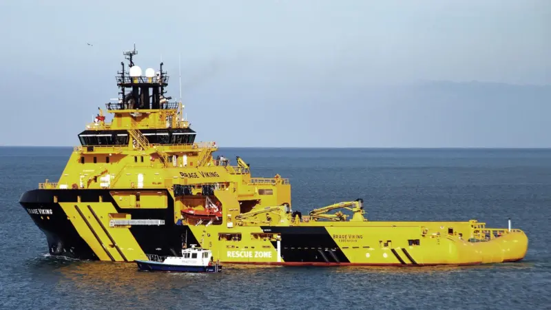 Offshore support vessel, 'Brage Viking', fitted with a similar MacGregor bulk handling system