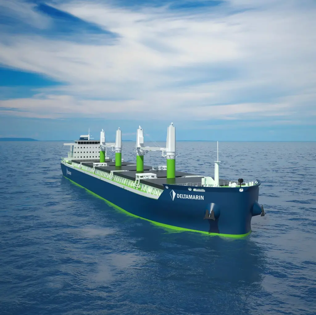 Computer generated image of the Deltamarin B.Delta37 standard bulk carrier