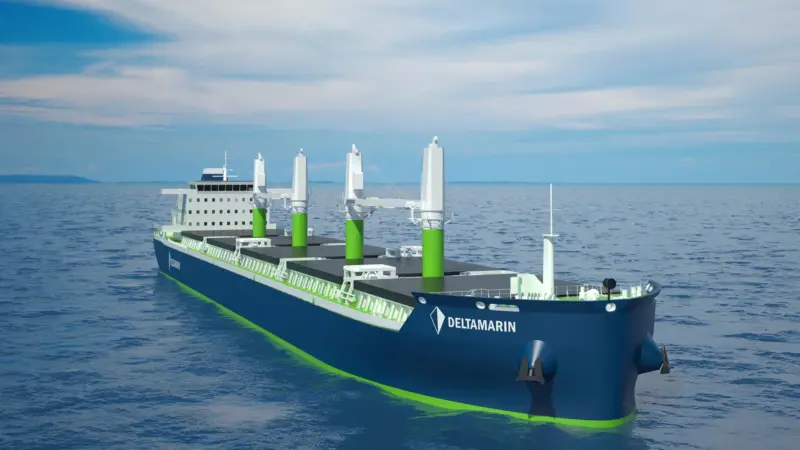 Computer generated image of the Deltamarin B.Delta37 standard bulk carrier