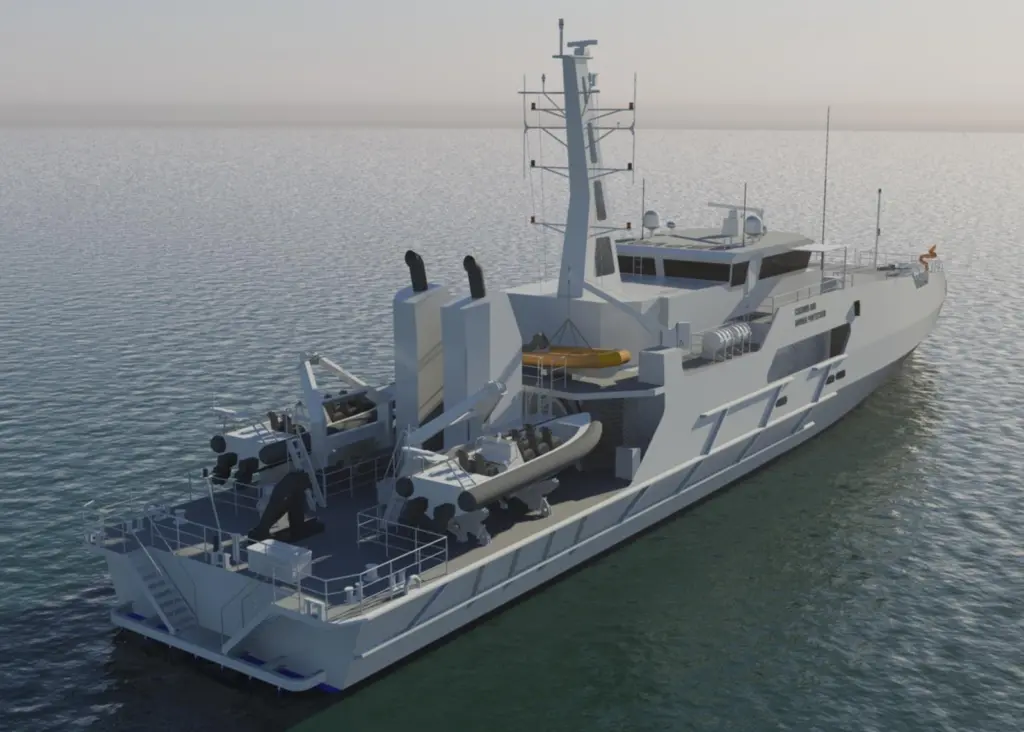 Vestdavit is supplying davits for the Australian customs service’s new Cape class patrol craft (image: Austal)