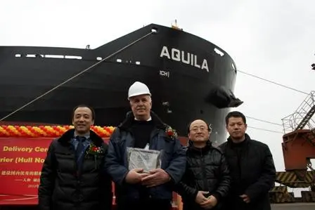 The ‘MV Aquila’ is delivered to operator Delphin at Jiangsu Hantong (HTS) along with a 14% reduction in fuel consumption