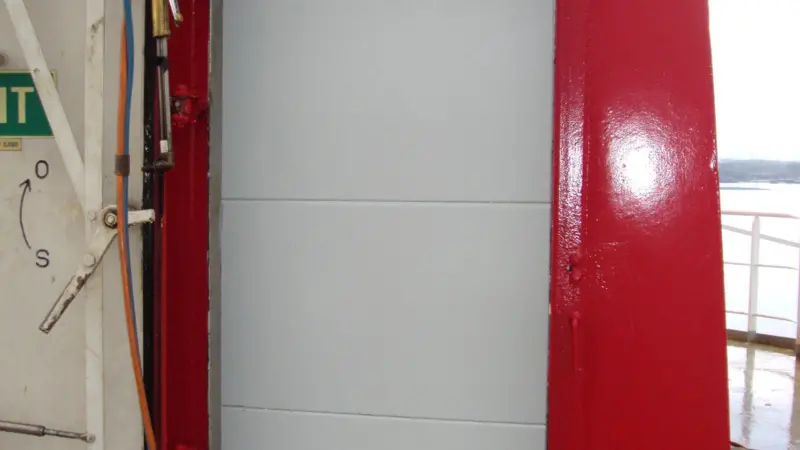 External view of door leading to the citadel showing the SPS protection panels