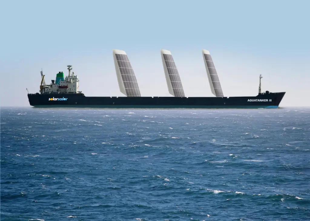 Water tanker designed by Solar Sailor: the company believes that in 50 years time all bulkers and tankers will have wings