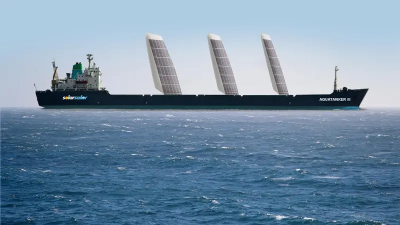 Water tanker designed by Solar Sailor: the company believes that in 50 years time all bulkers and tankers will have wings
