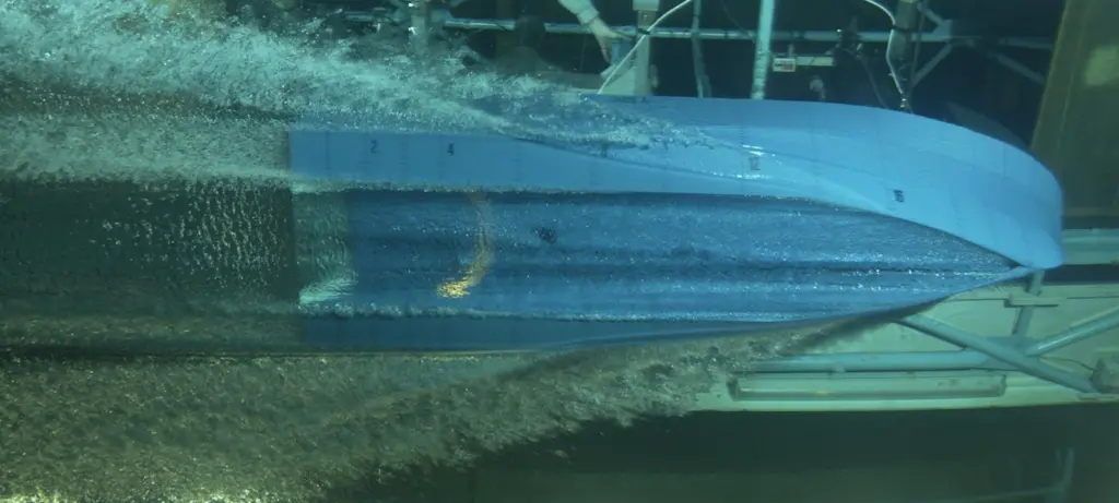 Model tests for the BB Green monohull commuter ferry were carried out at SSPA in Sweden