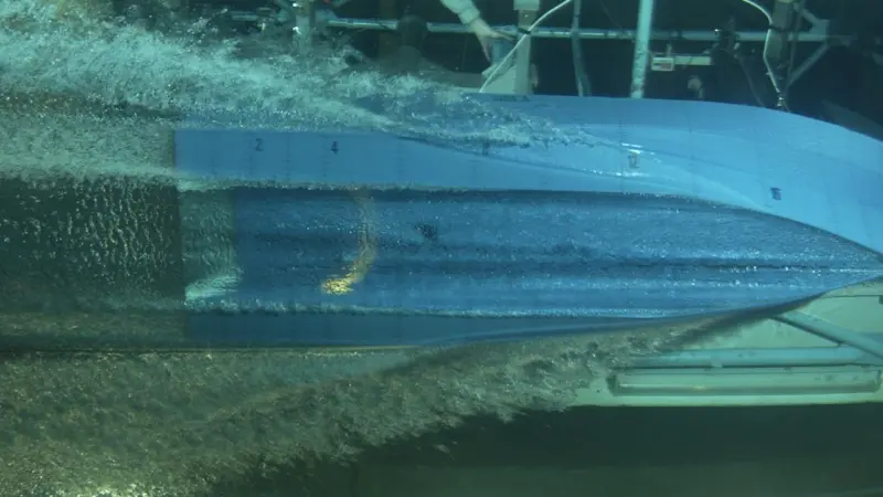 Model tests for the BB Green monohull commuter ferry were carried out at SSPA in Sweden
